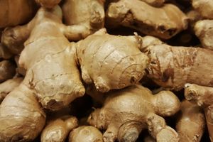Close-up of ginger roots.