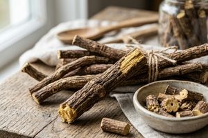 Close up of liquorice root.