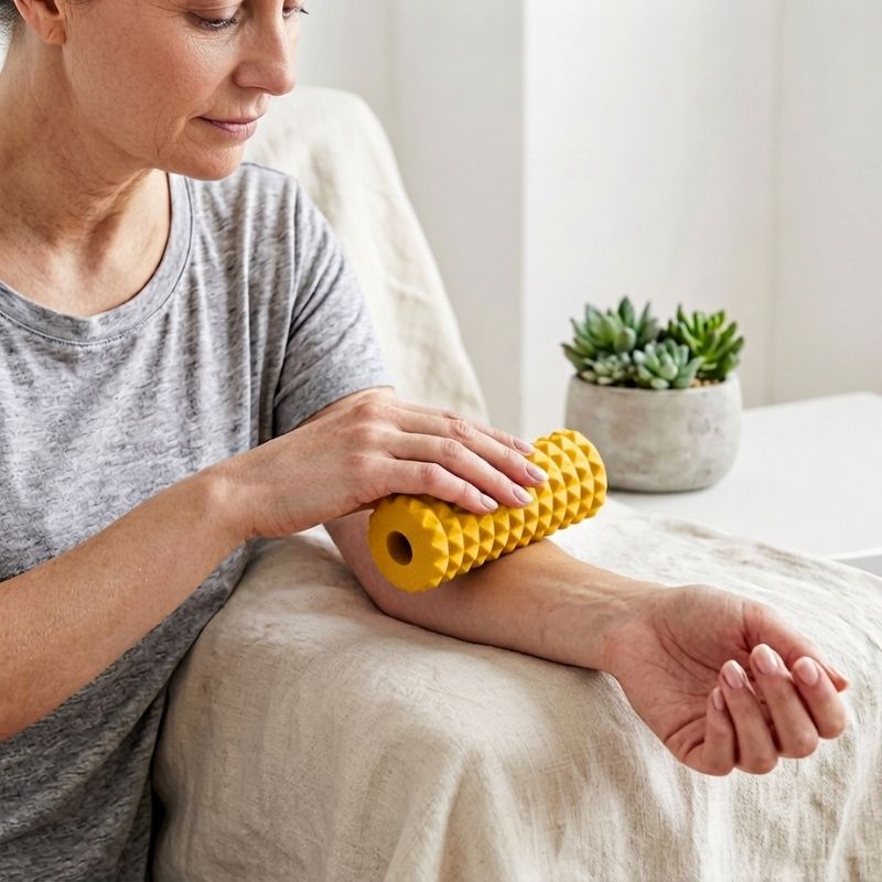 Compact massage roller used for lymphatic drainage