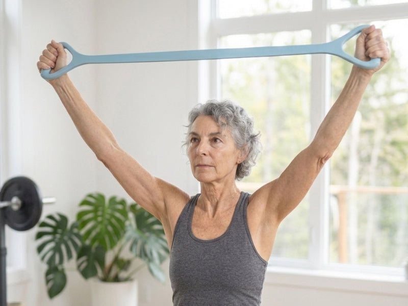 Overhead Pull Apart exercise using resistance band with handles