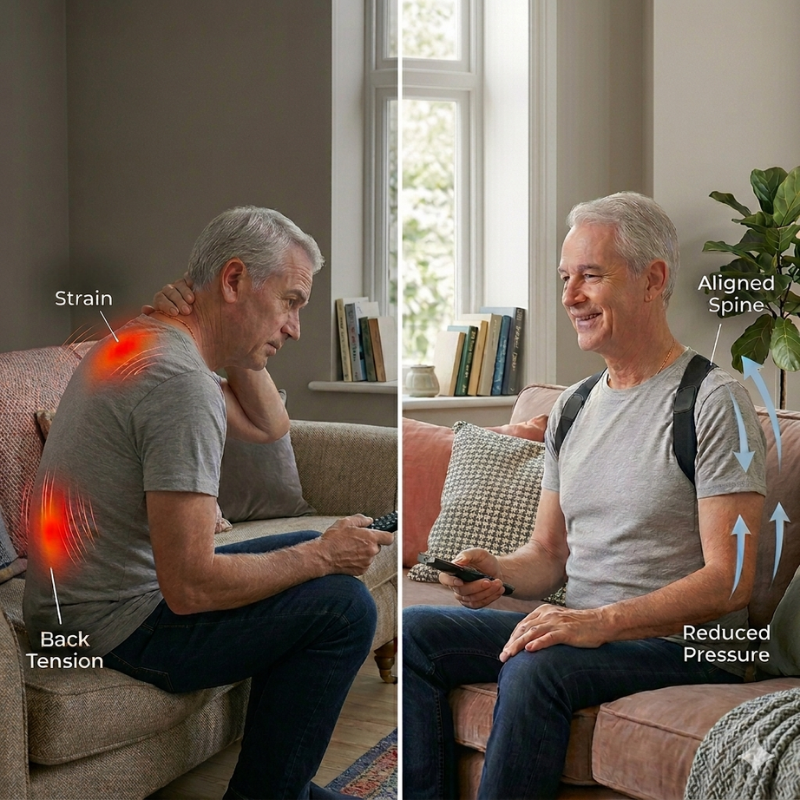 Relief from strain and back tension with using the posture corrector